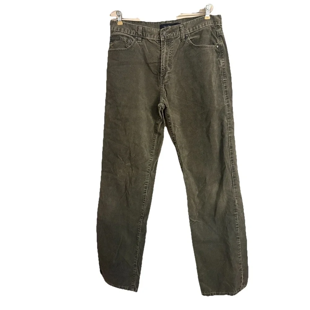 Calvin Klein Jeans‎ Corduroy Men's Pants Jeans Dark Gray/Green Size 34